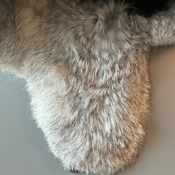 Winter Fur Real Rabbit Fur Wool Blend Buffalo Check Trapper Hat Black/Grey S/M - Picture 10 of 11
